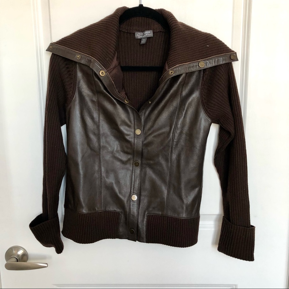Classiques Entier brown wool and leather jacket M